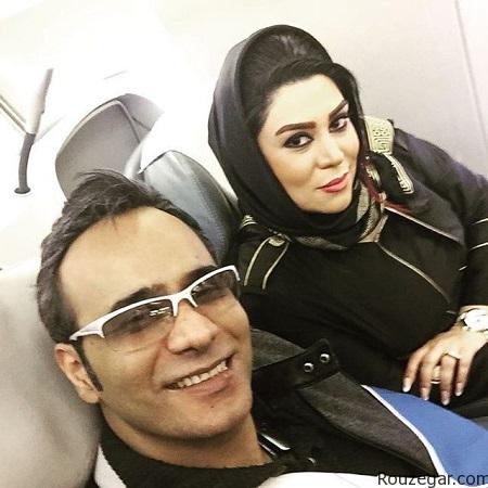 شهرام شکوهی,شهرام شکوهی و همسرش,عکس سلفی شهرام شکوهی و همسرش در هواپیما