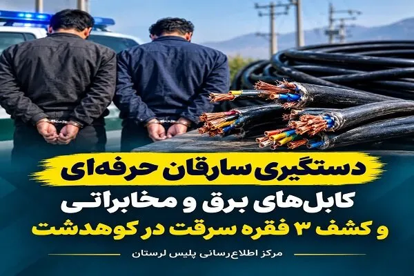 دستگیری دو سارق کابلهای برق و مخابراتی در کوهدشت