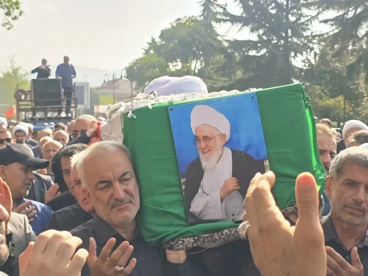 وداع چهره‌های ملی و استانی با آیت‌الله قربانی؛ حضور استاندار گیلان، نوبخت و نجفی در مراسم تشییع