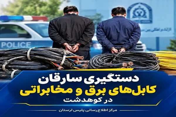 دستگیری دو سارق کابلهای برق و مخابرات در کوهدشت