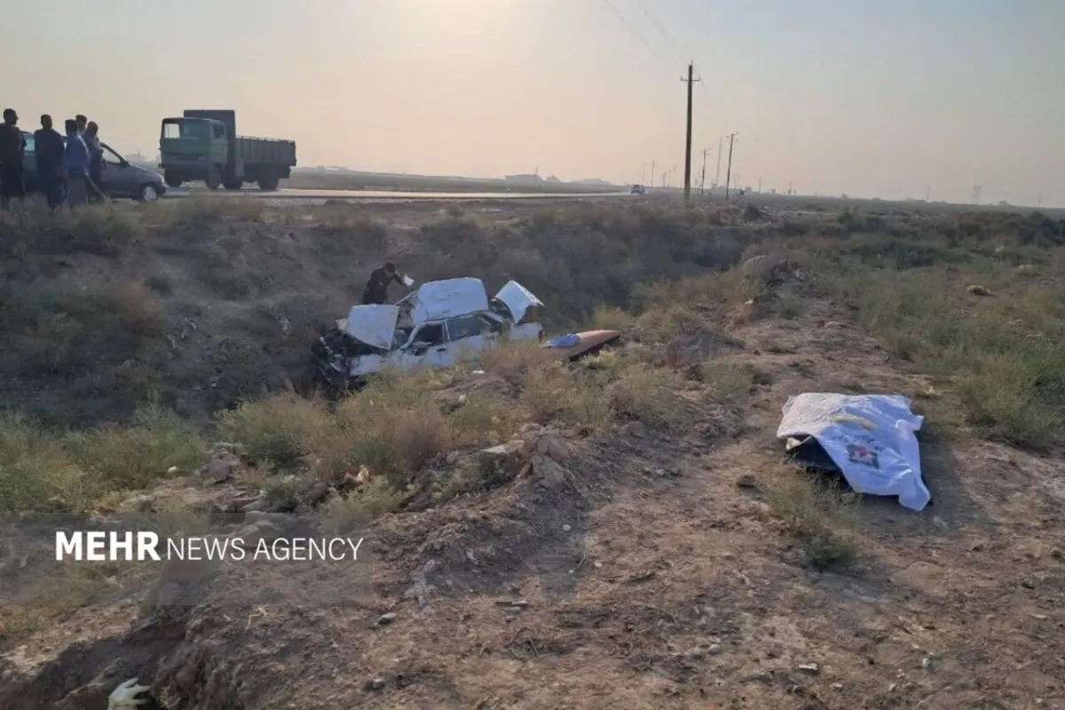 سقوط مرگبار خودروی پراید به کانال انتقال آب در جاده چرمشهر