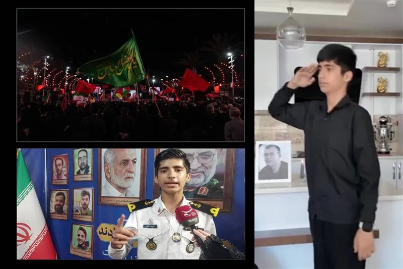 پسر شهید ناو دنا با لباس رزم پدر؛ گر پدری رفت تفنگ پدری هست هنوز