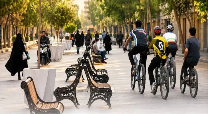 اجرای حمل‌ونقل پاک در پیاده‌راه مرکزی اراک با اجرای مسیر دوچرخه‌سواری در پیاده‌راه مرکزی