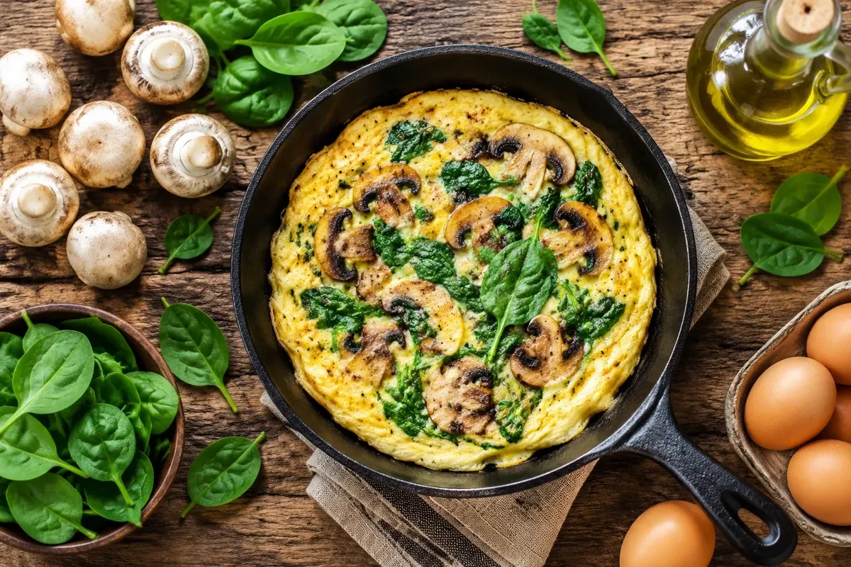 طرز تهیه املت رژیمی با قارچ و اسفناج