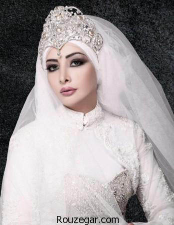 مدل لباس عروس پوشیده ایرانی ، مدل مدل لباس عروس پوشیده ایرانی با کلاه 