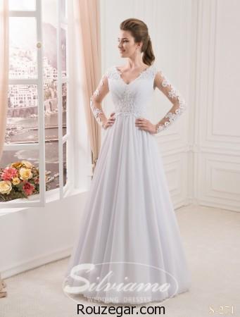 مدل لباس عروس آستین دار، مدل لباس عروس برند Silviamo، مدل لباس عروس، لباس عروس آستسن دار، لباس عروس