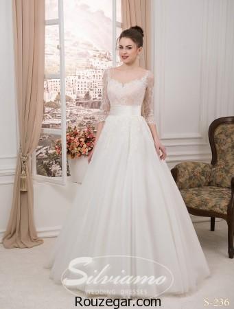 مدل لباس عروس آستین دار، مدل لباس عروس برند Silviamo، مدل لباس عروس، لباس عروس آستسن دار، لباس عروس
