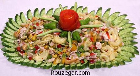 طرز تهیه سالاد ماکارونی ,سالاد ماکارونی ,تزيين سالاد ماکارونی