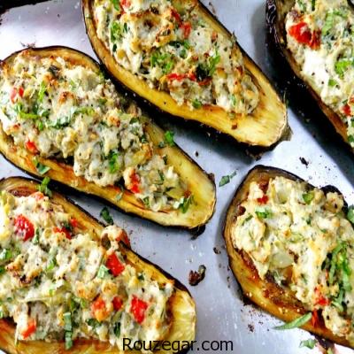 طرز تهیه بادمجان گریل شده با پنیر