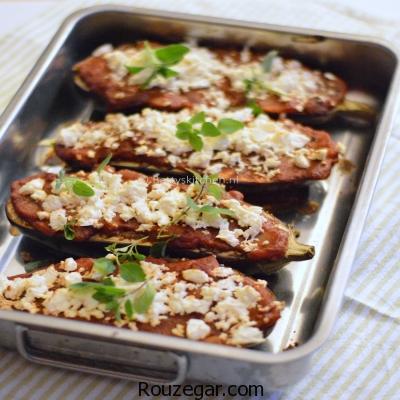 طرز تهیه بادمجان گریل شده با پنیر
