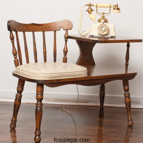 زیباترین مدلهای میز تلفن صندلی دار در دکوراسیون منزل