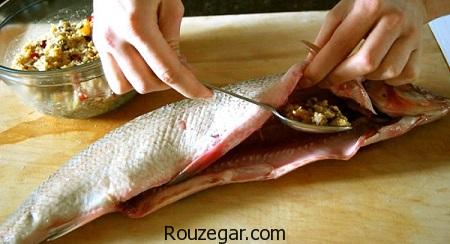  ماهی قزل آلا شکم پر,طرز تهیه ماهی قزل آلا شکم پر سرخ شده,آموزش ماهی قزل آلا شکم پر در فر 