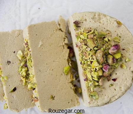 حلوا شکری,طرز تهیه حلوا شکری خانگی,حلوا شکری با مغز پسته