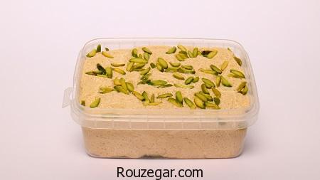 حلوا شکری,طرز تهیه حلوا شکری خانگی,حلوا شکری با مغز پسته