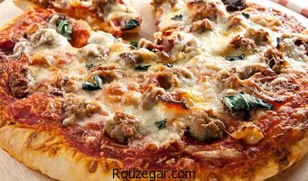   پیتزا گوشت و قارچ,طرز تهیه پیتزا گوشت و قارچ خانگی,آموزش پیتزا گوشت و قارچ ایتالیایی