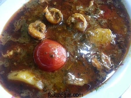 قلیه میگو,طرز تهیه قلیه میگو خوزستانی,آموزش قلیه میگو با رب انار