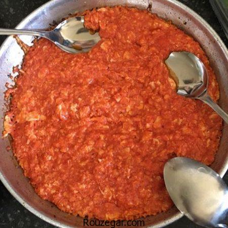 املت گوجه فرنگی,طرز تهیه املت گوجه فرنگی با قارچ,آموزش املت گوجه فرنگی با پنیر پیتزا