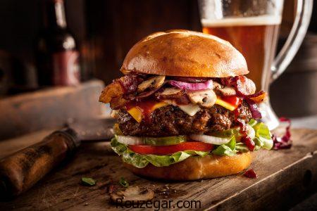 همبرگر مخصوص,طرز تهیه همبرگر مخصوص با قارچ,آموزش همبرگر مخصوص خوشمزه خانگی