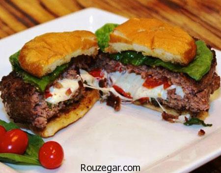 همبرگر مخصوص,طرز تهیه همبرگر مخصوص با قارچ,آموزش همبرگر مخصوص خوشمزه خانگی