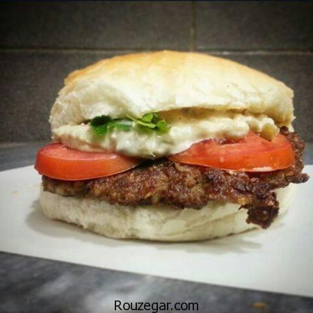همبرگر مخصوص,طرز تهیه همبرگر مخصوص با قارچ,آموزش همبرگر مخصوص خوشمزه خانگی