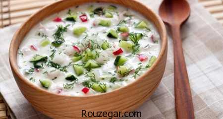 آب دوغ خیار,طرز تهیه آب دوغ خیار مجلسی,آموزش آب دوغ خیار خوشمزه