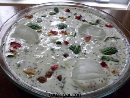 آب دوغ خیار,طرز تهیه آب دوغ خیار مجلسی,آموزش آب دوغ خیار خوشمزه