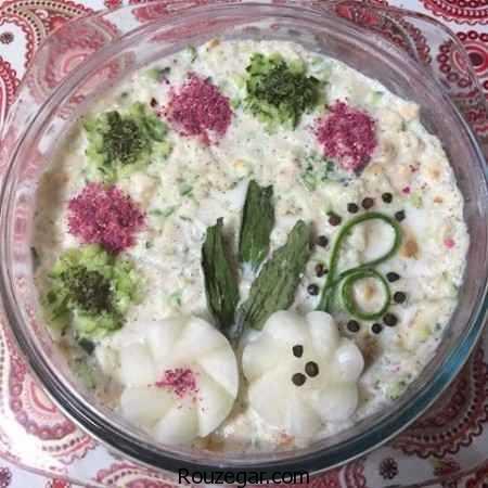 آب دوغ خیار,طرز تهیه آب دوغ خیار مجلسی,آموزش آب دوغ خیار خوشمزه