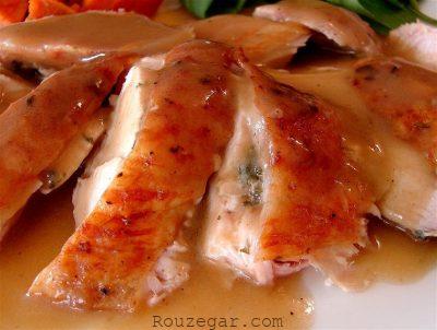 طرز تهیه خورش بوقلمون,خورش بوقلمون با رب انار,خوراک بوقلمون با قارچ