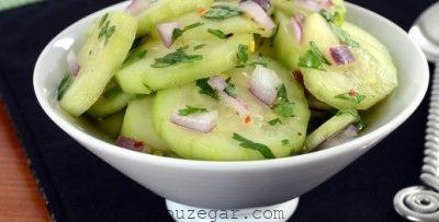 سالاد خیار گوجه کاهو,تزیین سالاد خیار,طرز تهیه سالاد خیار