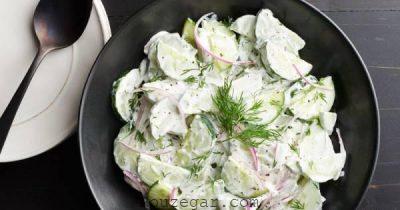 سالاد خیار گوجه کاهو,تزیین سالاد خیار,طرز تهیه سالاد خیار