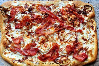 پیتزا پیاز پیتزا پیاز فرانسوی,پیتزا پیاز جعفری,طرز تهیه پیتزا پیاز